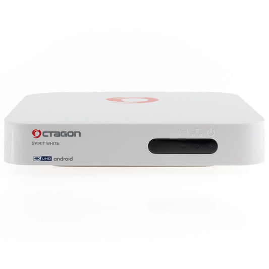 Octagon SPIRIT 4K UHD HDR10+ ANDROID TV OTT MEDIA STREAMING BOX 5G WiFi BLUETOOTH Weiss