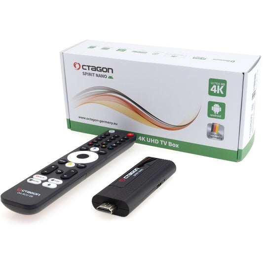OCTAGON SPIRIT NANO 4K UHD HDR10+ ANDROID TV Stick IPTV OTT MEDIA STREAMING WLAN 5G Bluetooth