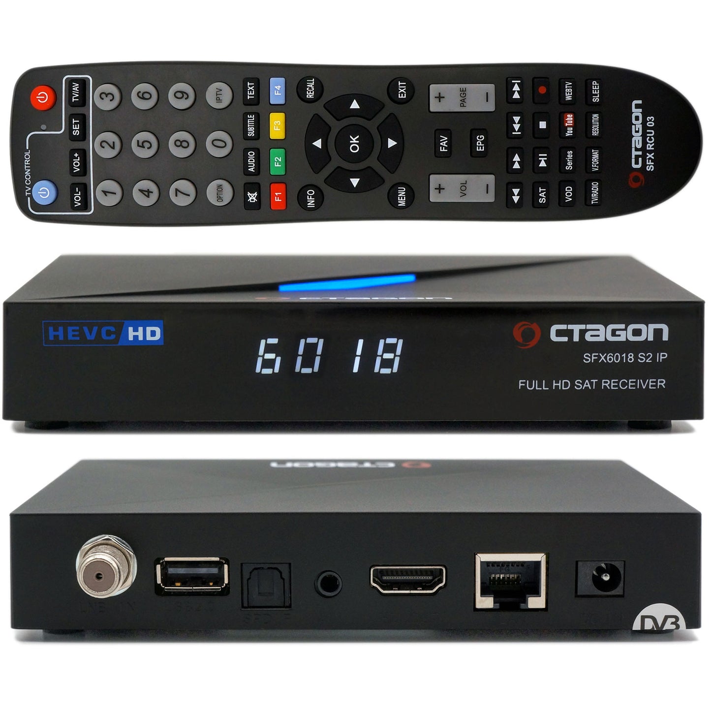 Octagon SFX6018 S2 + IP HD Sat-Receiver H.265 E2 Linux + DEFINE Linux OS Dual