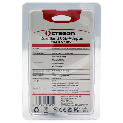 Octagon WL618 WLAN 600 Mbit/s USB 2 Adapter für VU+ Gigablue Protek TVIP