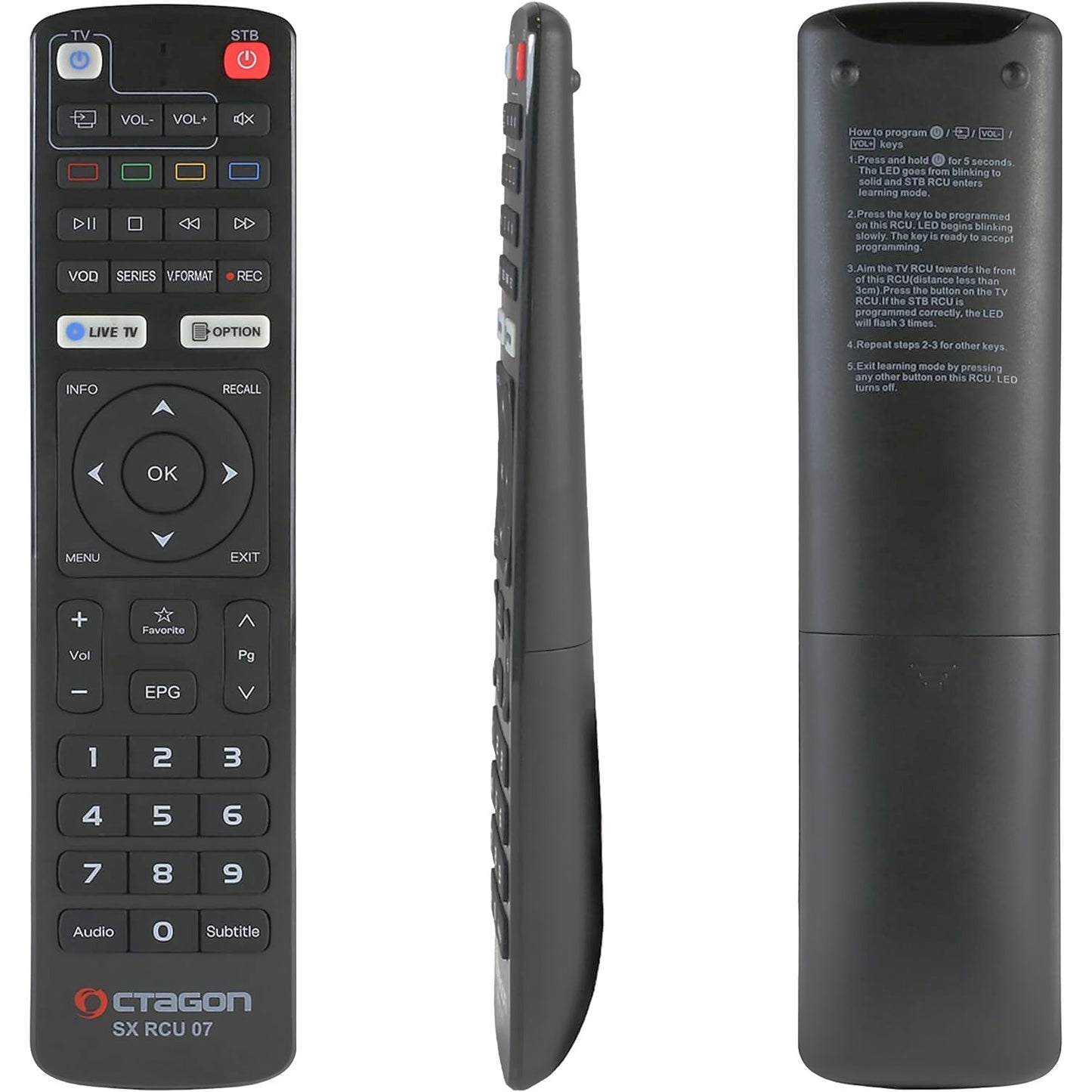 Octagon Fernbedienung SX RCU 07 Original Fernbedienung (neues Modell) für SX887, SX888, SX889, SX988, SFX6008, IP HD, IP8 4K