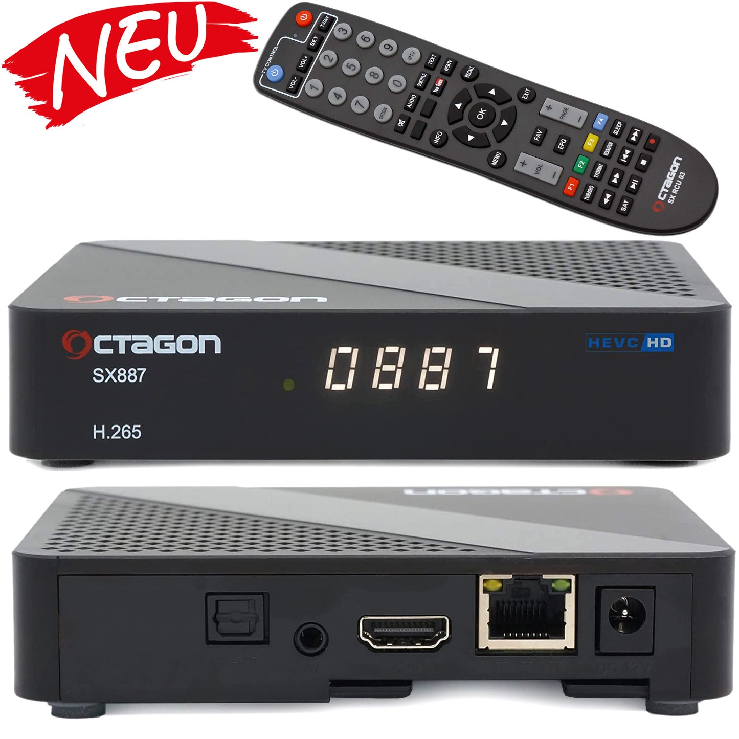Octagon SX887 HD IP HDMI USB H.265 Stalker IPTV Receiver Schwarz