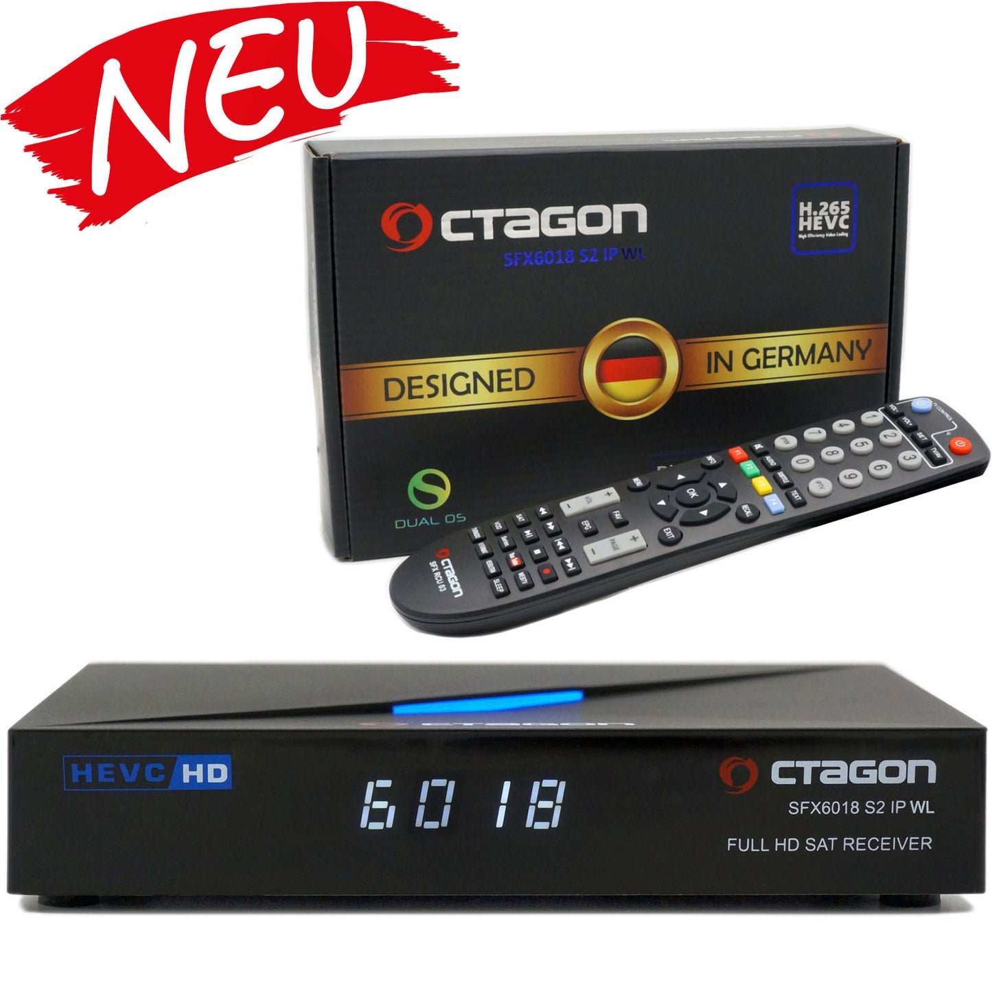 Octagon SFX6018 S2+IP WL HD H.265 HEVC 1xDVB-S2 E2 Linux Smart TV Sat Receiver