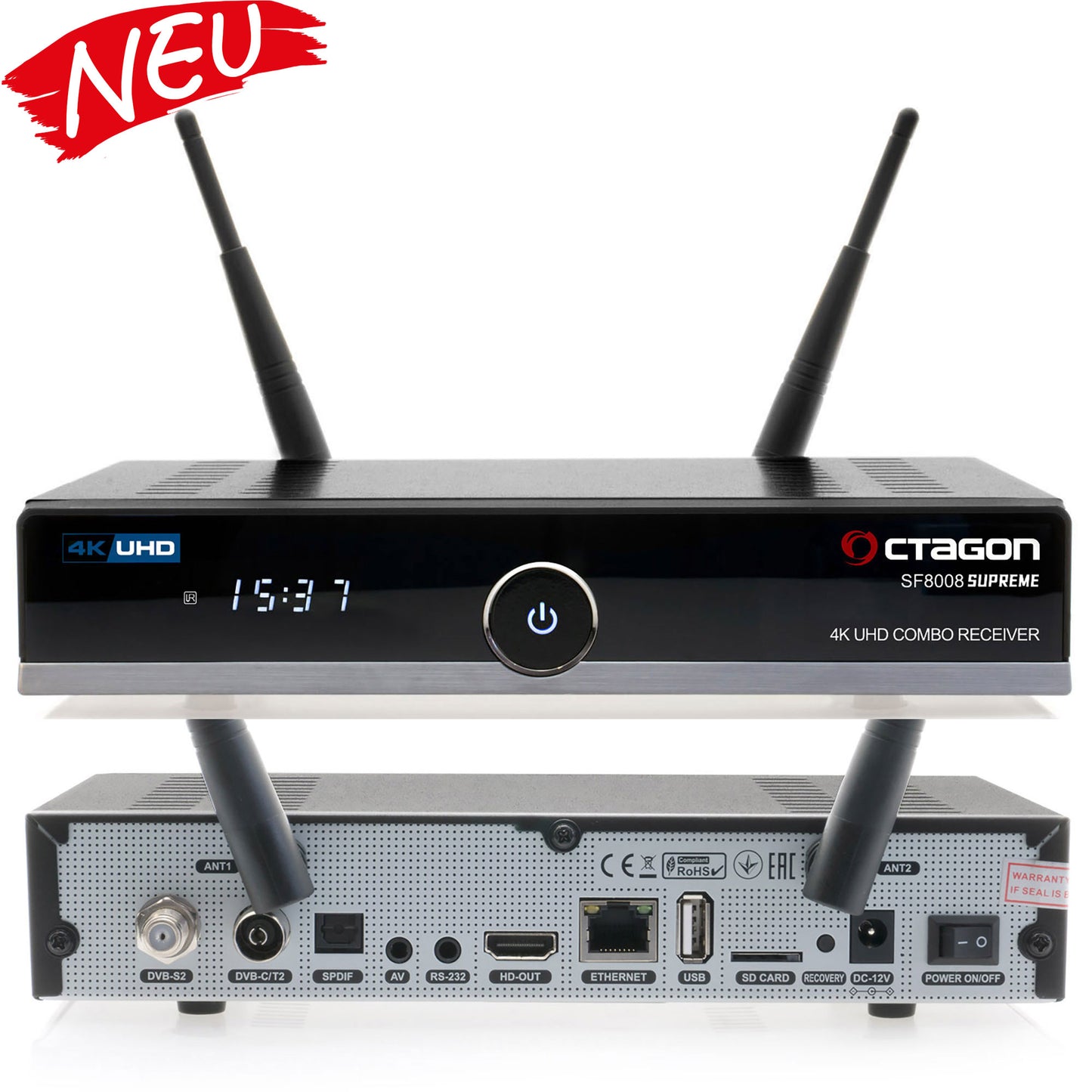 Octagon SF8008 V3 SUPREME 4K UHD E2 Dual Wifi Combo DVB-S2 Sat-Receiver DVB-C2 Kabel DVB-T2 Receiver