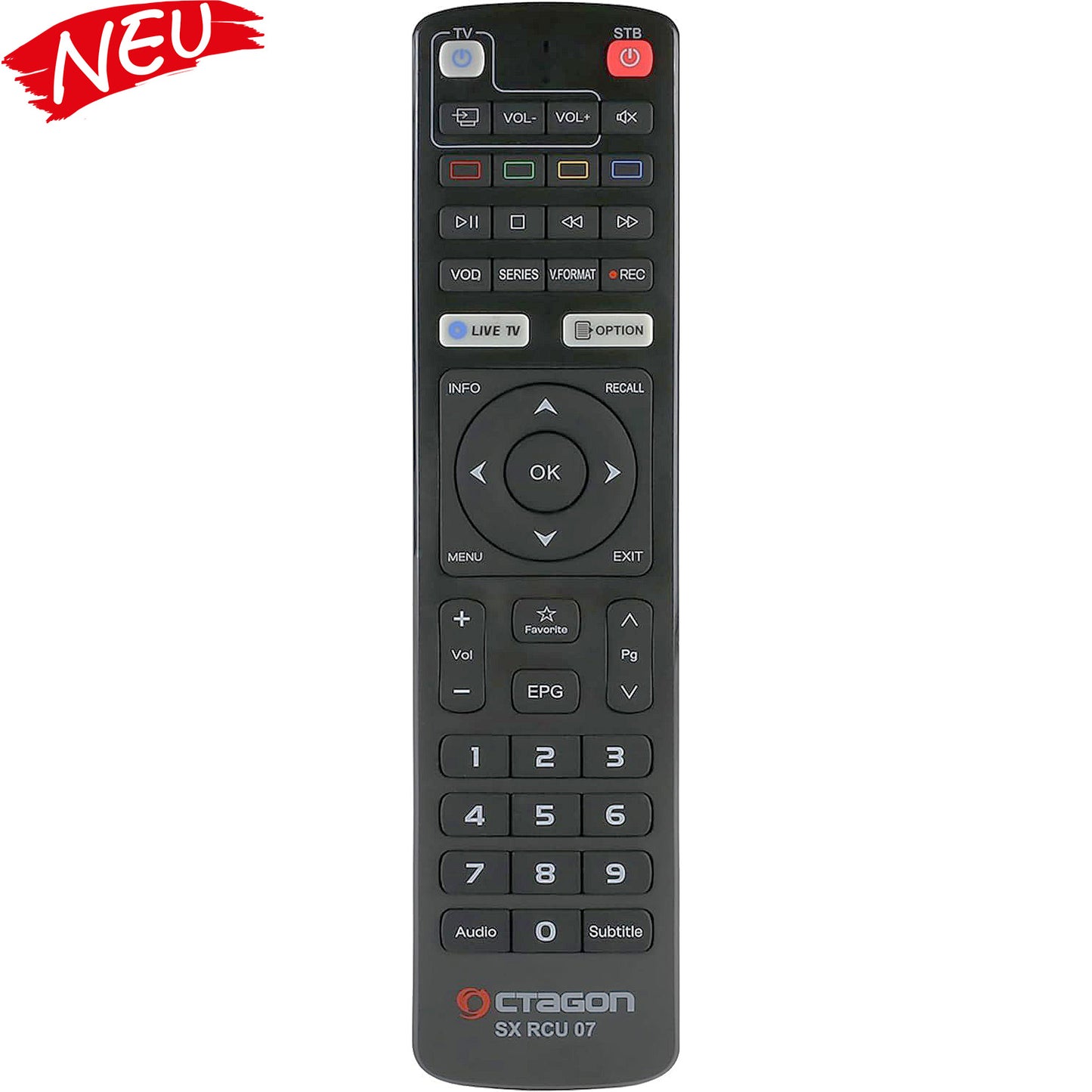 Octagon Fernbedienung SX RCU 07 Original Fernbedienung (neues Modell) für SX887, SX888, SX889, SX988, SFX6008, IP HD, IP8 4K